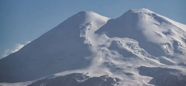 Mount Elbrus Vanaf Twee Toppen Buurt Met Sneeuw Gletsjers Met — Stockfoto