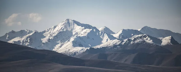 Panorama Des Sommets Des Hautes Montagnes Caucase Avec Neige Glaciers — Photo