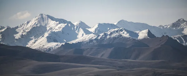 Panorama Von Den Berggipfeln Des Kaukasus Hochgebirges Mit Schnee Und — Stockfoto