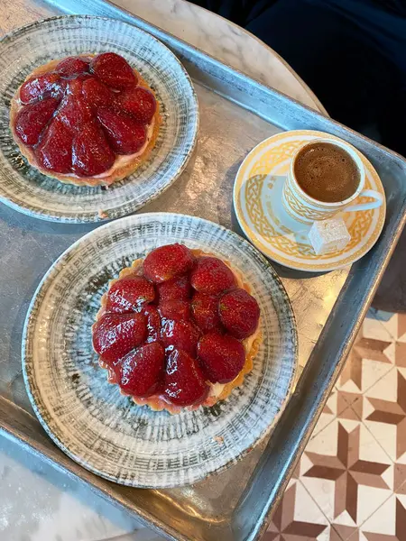 Close-up of Turkish coffee and desserts