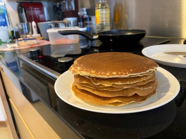 Close-up of pancakes in the kitchen