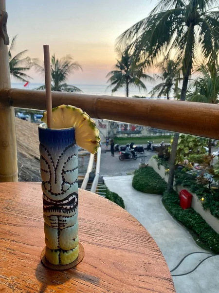 View of an unusual glass with a cocktail