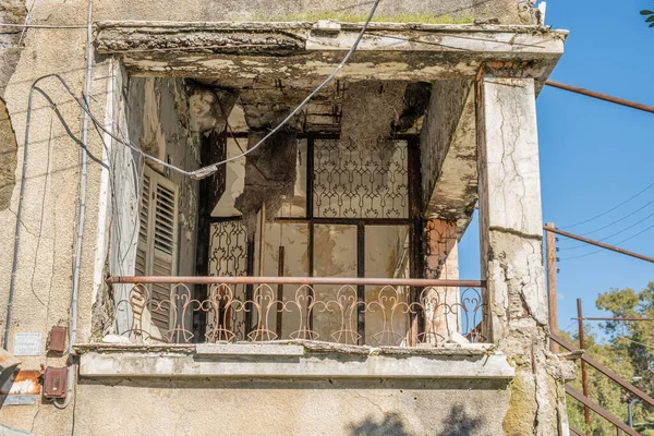 Ruined balcony, ruined balcony view in an abandoned city, Varosha in Famagusta, Cyprus.
