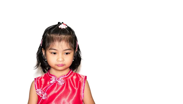 Kis Ázsiai Lány Nyugtalan Pillantást — Stock Fotó