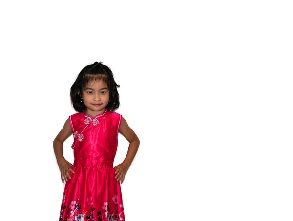 Портрет Молодого Веселья Счастливой Маленькой Милой Азиатской Девушки Изолированном Белом — стоковое фото