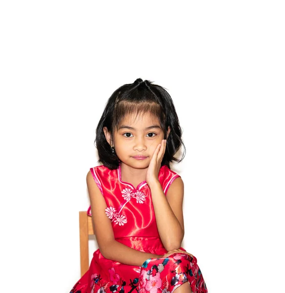 Gambar Gadis Cantik Dengan Pakaian Kasual Duduk Kursi Stok Foto