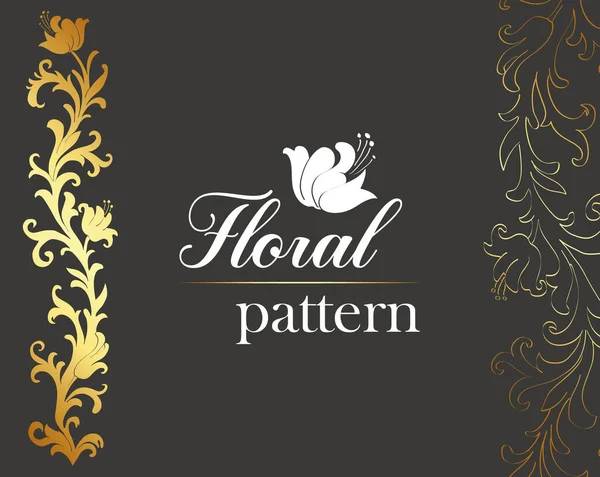 Golden Floral Pattern Gold Flowers Leaves Illustrazione Stock