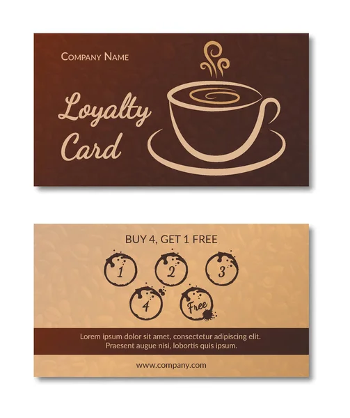Loyalty Card Coffee Shop Vector — Stok Vektör