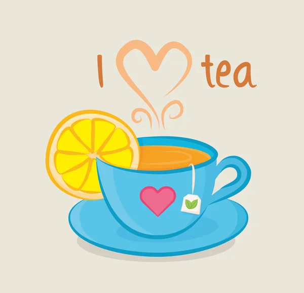 Çaya bayılırım. Bir fincan çay. Vektör tasarımı.