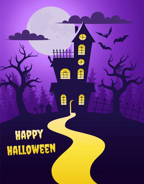 Cadılar Bayramı perili evi. Vektör tasarımı.