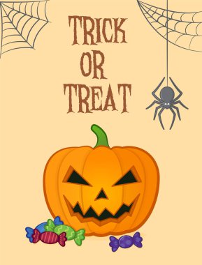 Cadılar Bayramı balkabağı posteri. Vektör tasarımı.