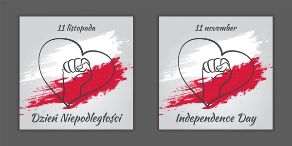 Polonya. Bağımsızlık Günü. Polonya bayrağı. Lehçe ve İngilizce.