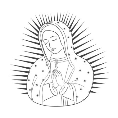 Guadalupe leydimiz. Guadalupe bakiresi. Bakire Guadalupe. Özet geç. Vektör tasarımı.