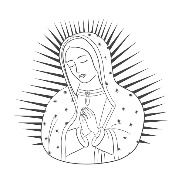 Nossa Senhora Guadalupe Virgem Guadalupe Virgen Guadalupe Esboço Projeto Vetorial —  Vetores de Stock