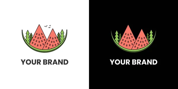 Mountain Food Frutta Logo Design Minimalista Identità Marca Famiglia Lavoro — Vettoriale Stock