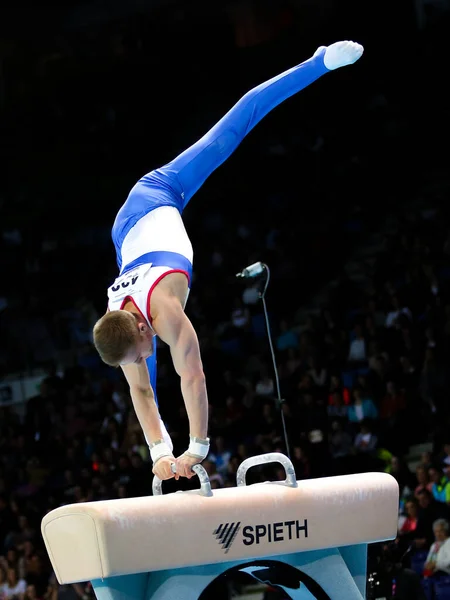 Szczecin Polônia Abril 2019 Vladislav Poliashov Rússia Compete Cavalo Pommel — Fotografia de Stock