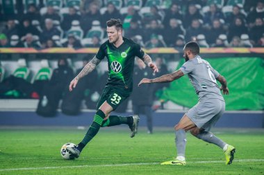 Wolfsburg, Germany, December 12, 2019:football player Daniel Ginczek of VfL Wolfsburg in action during the UEFA Europa League match