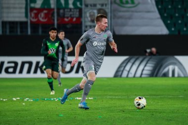 Wolfsburg, Germany, December 12, 2019:footballer Robert Beric of AS Saint-Etienne in action during the UEFA Europa League match between VfL Wolfsburg and AS Saint-Etienne at Volkswagen Arena in Wolfsburg