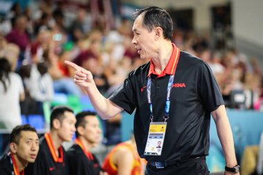 İspanya, Tenerife, 22 Eylül 2018: Çin Bayanlar Basketbol Dünya Kupası 'nda bayanlar milli basketbol koçu Limin Xu