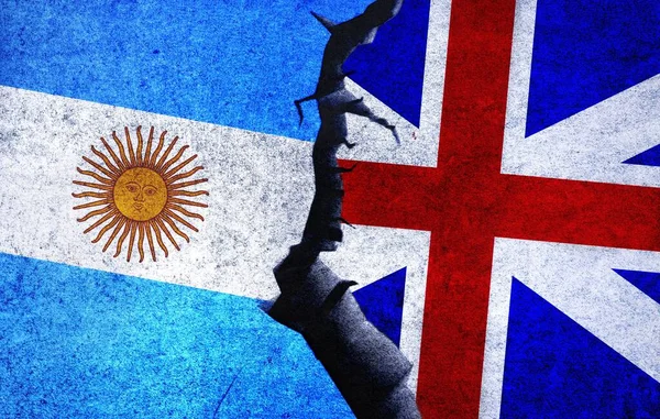 United Kingdom Argentina Concept Flags Wall Crack Argentina Great Britain — Stock Photo, Image