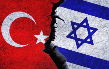 İsrail ve Lübnan bayrakları birlikte. Lübnan ve İsrail ilişkileri, çatışma, savaş krizi, ekonomi konsepti. İsrail Lübnan 'a Karşı