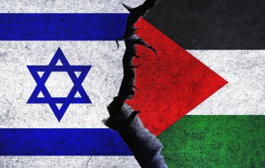 İsrail ve Lübnan bayrakları birlikte. Lübnan ve İsrail ilişkileri, çatışma, savaş krizi, ekonomi konsepti. İsrail Lübnan 'a Karşı