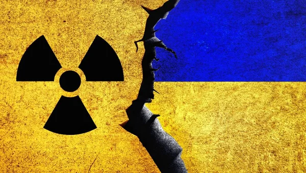Ukrajna Nukleáris Jel Falon Repedt Ukrajna Nukleáris Megállapodás Tárgyalás Fenyegetés — Stock Fotó