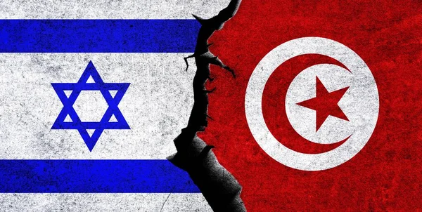 イスラエルとチュニジアが旗を掲げている チュニジアとイスラエルの関係 戦争危機 経済概念 イスラエルVsチュニジア — ストック写真