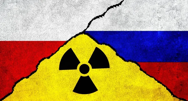 Russia, Poland, radiation symbol. Poland, Russia and Nuclear weapon concept