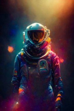 astronaut in space colorful backgroung . High quality photo