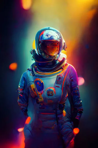 Astronaut Space Colorful Backgroung High Quality Photo — kuvapankkivalokuva