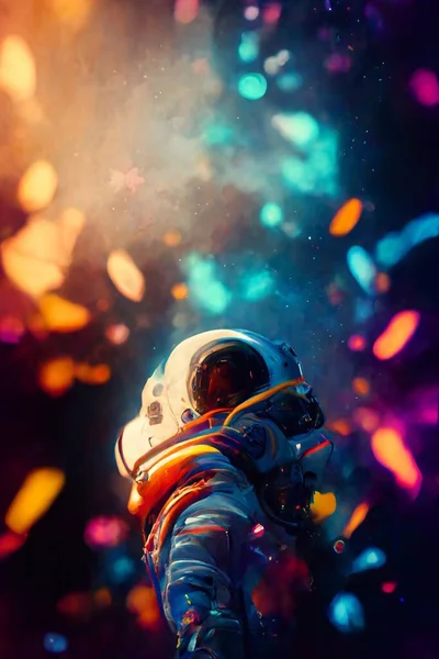 Astronaut Space Colorful Backgroung High Quality Photo — Foto Stock