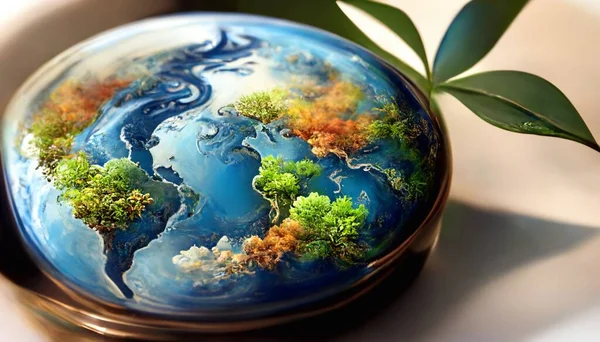Earth Crystal Glass Globe Ball Growing Tree High Quality Photo — Zdjęcie stockowe