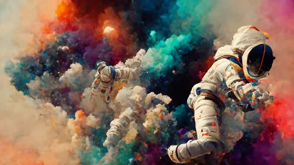 Astronaut Space Colorful Backgroung High Quality Photo — Foto Stock
