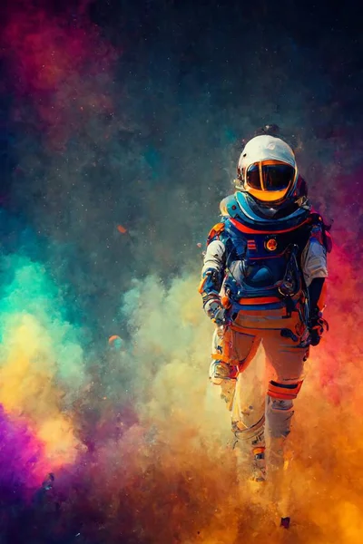Astronaut Space Colorful Backgroung High Quality Photo — Stockfoto