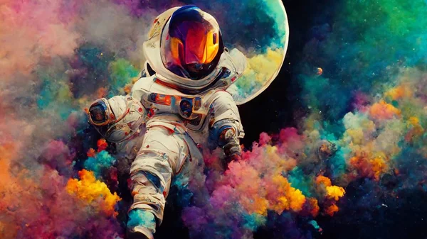 Astronaut Space Colorful Backgroung High Quality Photo — Foto Stock