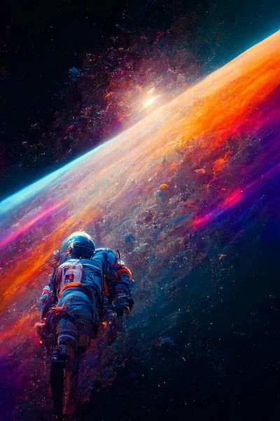 Astronaut Space Colorful Backgroung High Quality Photo — Stockfoto