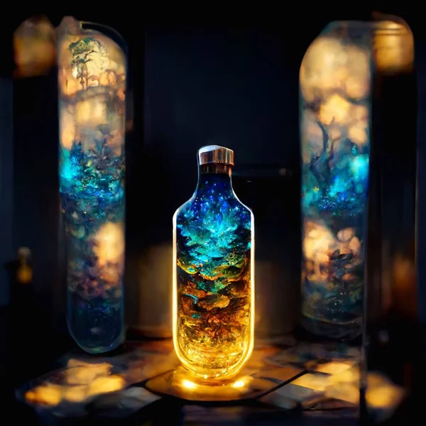 Magical Staircase Glass Bottle High Quality Illustration — Photo