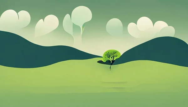 Ecology Flat Illustration Green Trees High Quality Illustration — 스톡 사진