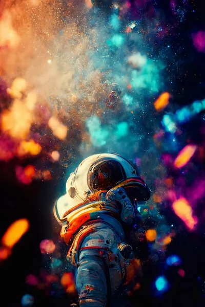 Astronaut Space Colorful Backgroung High Quality Photo —  Fotos de Stock