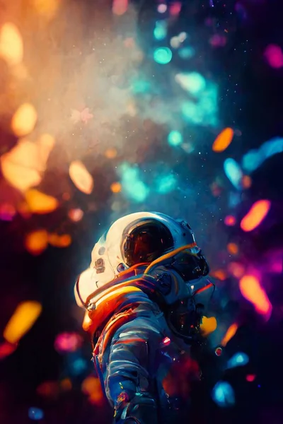 Astronaut Space Colorful Backgroung High Quality Photo —  Fotos de Stock