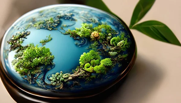 Earth Crystal Glass Globe Ball Growing Tree High Quality Photo — Stockfoto