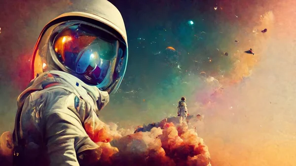 Astronaut Space Colorful Backgroung High Quality Photo — Fotografia de Stock