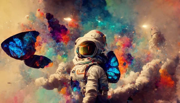 Astronaut Space Colorful Backgroung High Quality Photo — 图库照片