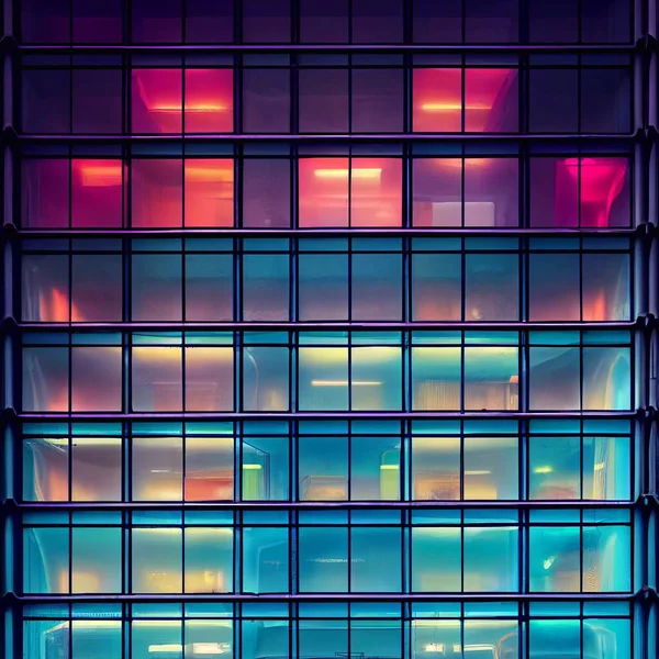 Futuristic architecture neon lights seamless repeat pattern. High quality illustration