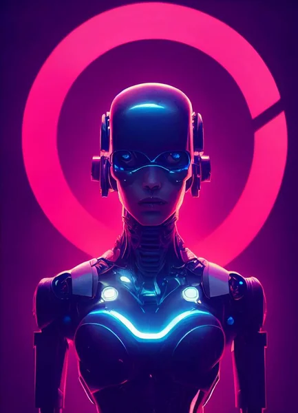 Schöne Cyborg Frau Futuristischen Cyberpunk Anzug Realistische Illustration Hochwertige Illustration — Stockfoto