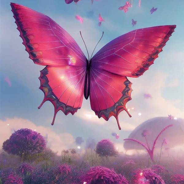 Mariposas Rosadas Cielo Ilustración Alta Calidad —  Fotos de Stock