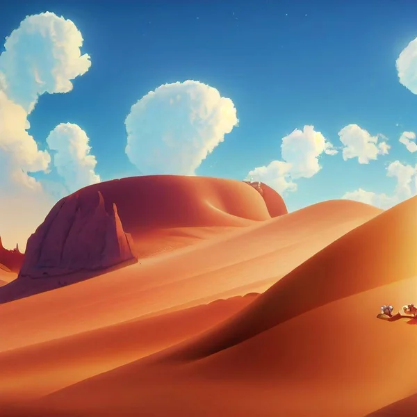 Cartoon style landscape desert. High quality 3d illustration