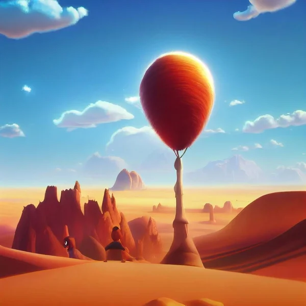 Cartoon style landscape desert. High quality 3d illustration