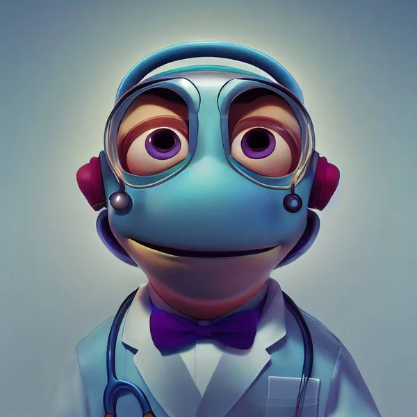 Lindo Personaje Reptil Estilo Dibujos Animados Doctor Animación Ilustración Ilustración — Foto de Stock